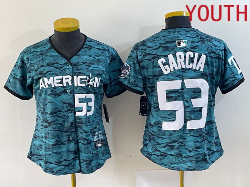 Youth Texas Rangers #53 Garcia American League Nike Green 2023 MLB All Star Jersey->youth mlb jersey->Youth Jersey